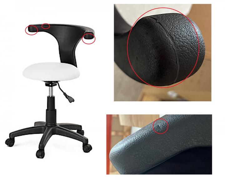 Pedikrska stolika s opierkou SilverFox 1028 - biela - II. akos - vada a otlak na operadle