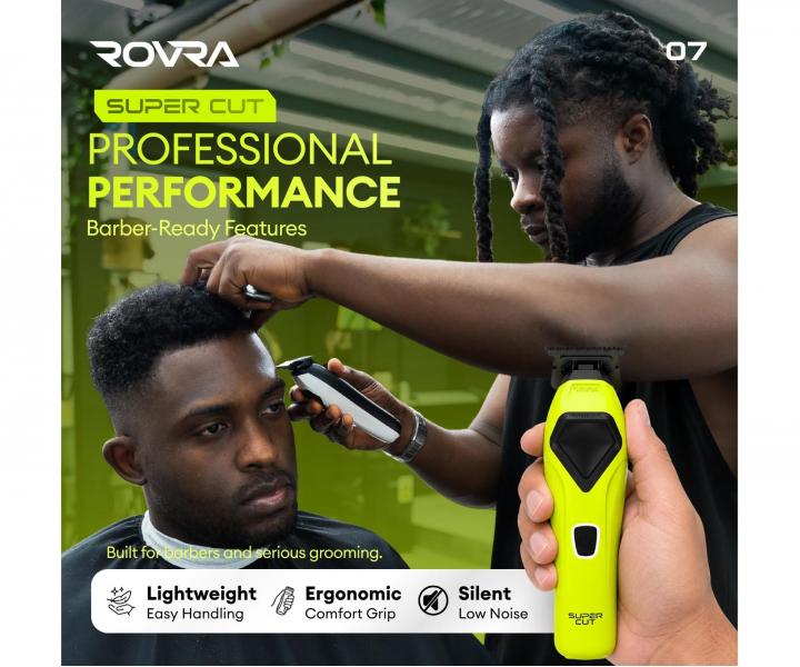 Profesion�lny kont�rovac� stroj�ek na vlasy s v�menn�mi krytmi Rovra Supercut Professional Trimmer RT-89 - zelen�/biely/�ierny