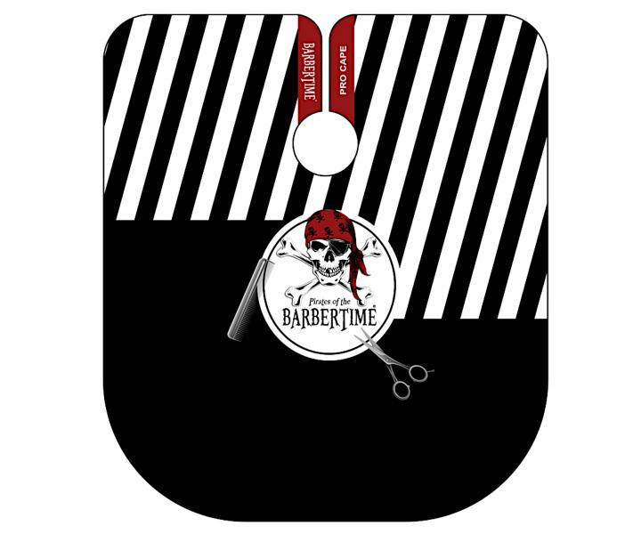 Pltenka na strihanie vlasov a fzov Barbertime Black White Banded Pro Barber Cape XXL - ierna