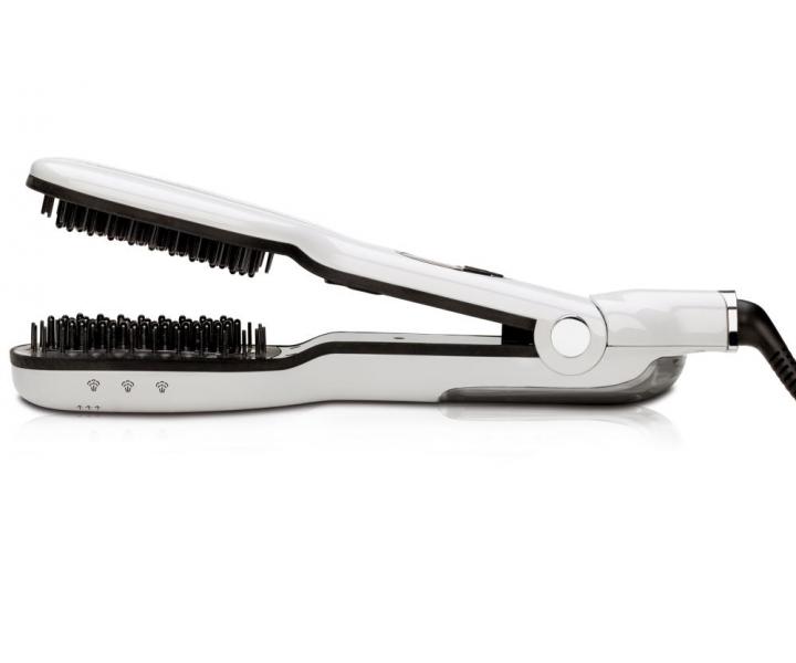 �ehli�ka/kefa na vlasy s parou Gamma Piu Brush Vapor - biel� - po�koden� krabice, pou�it�