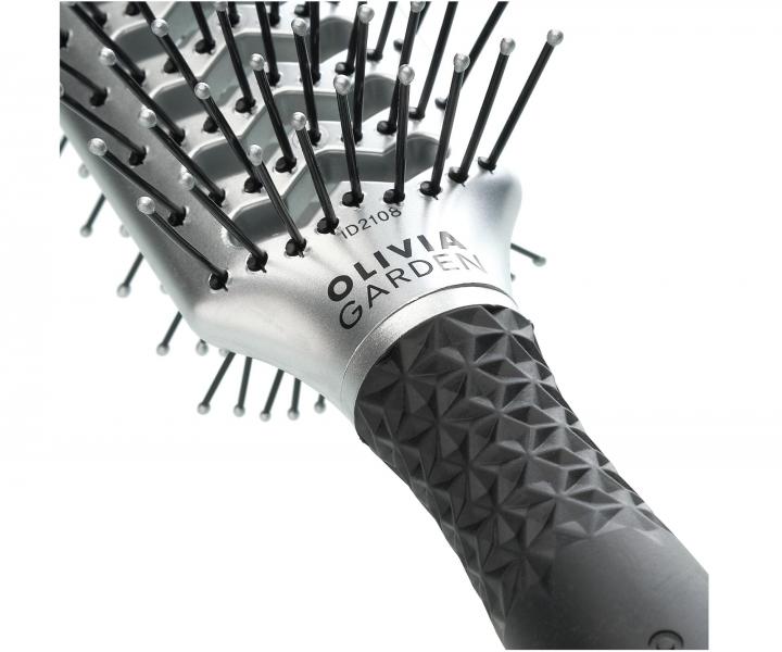 Obojstrann fkacia kefa na vlasy Olivia Garden 2in1 Essential Tunnel Silver - strieborn