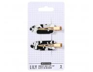 Spony do vlasov s podlo�kami Sister Young Lily Makeup Hair Clips Set - 6 cm, 2 ks - �iernobiele