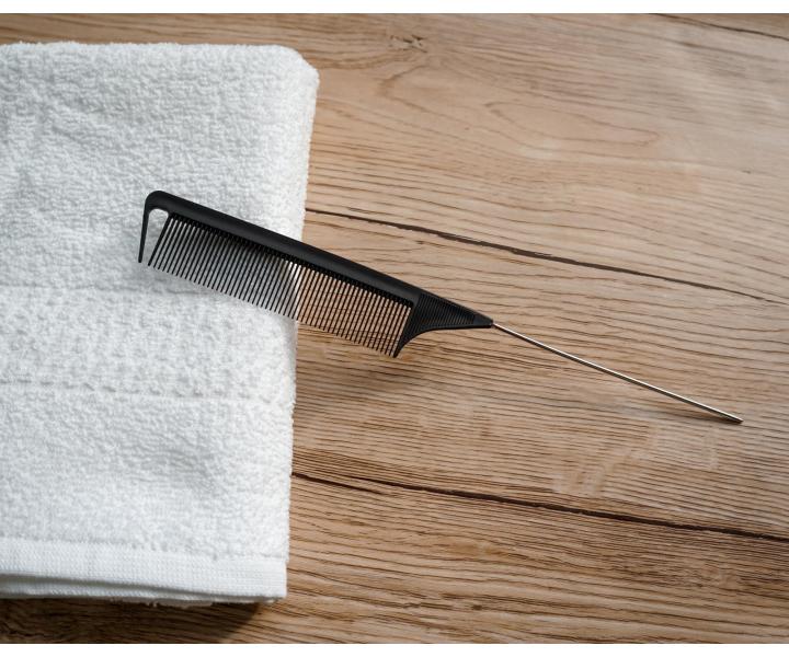 Tup�rovac� hrebe� s kovov�m hrotom Detail - Hair style Metal Tail Comb - 24,5 cm, �ierny