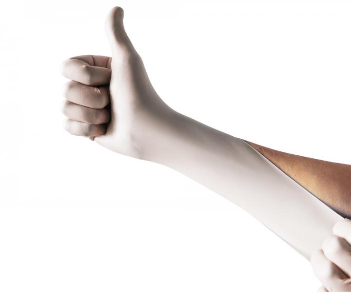 Latexov pdrovan rukavice Espeon Latex Fit - 100 ks, biele