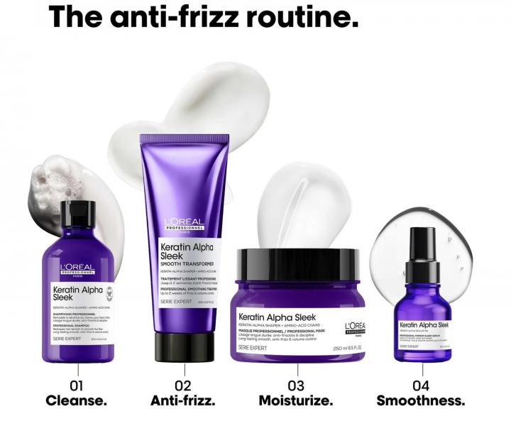 Maska pre uhladenie krepat�ch vlasov Lor�al Professionnel Serie Expert Keratin Alpha Sleek - 500 ml