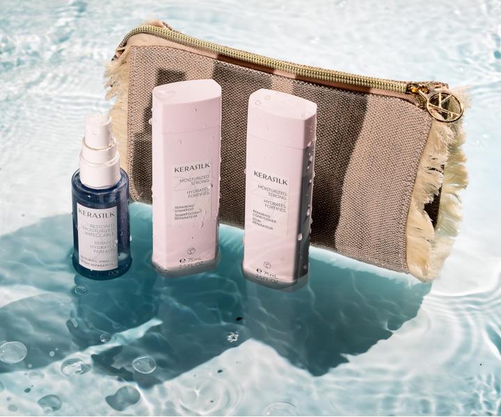 Cestovn sada pre regenerciu suchch a pokodench vlasov Kerasilk Repairing Travel Set + kozmetick tatika zadarmo