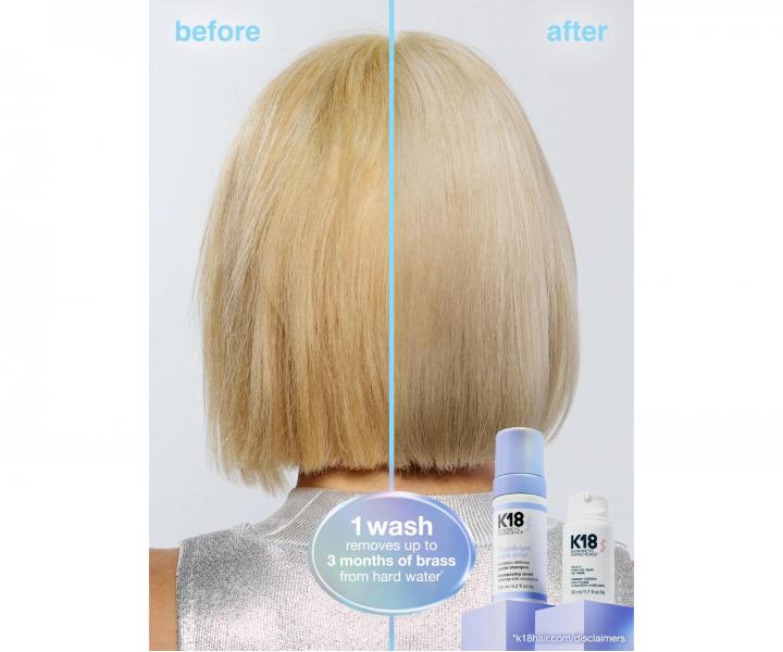 Penov� fialov� �amp�n pre blond a zosvetlen� vlasy s trojit�m ��inkom K18 TripleBright Purple Shampoo - 125 ml