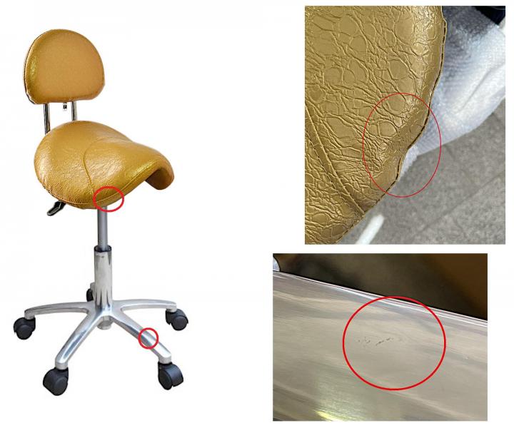 Taburet s opierkou Detail T2 - zlat� (30) - II. akos� - otla�en� ko�enka, odreniny na podstavci