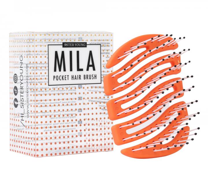 Kefa na vlasy nylonov�mi �tetinami Sister Young Mila Pocket Hair Brush - oran�ov�