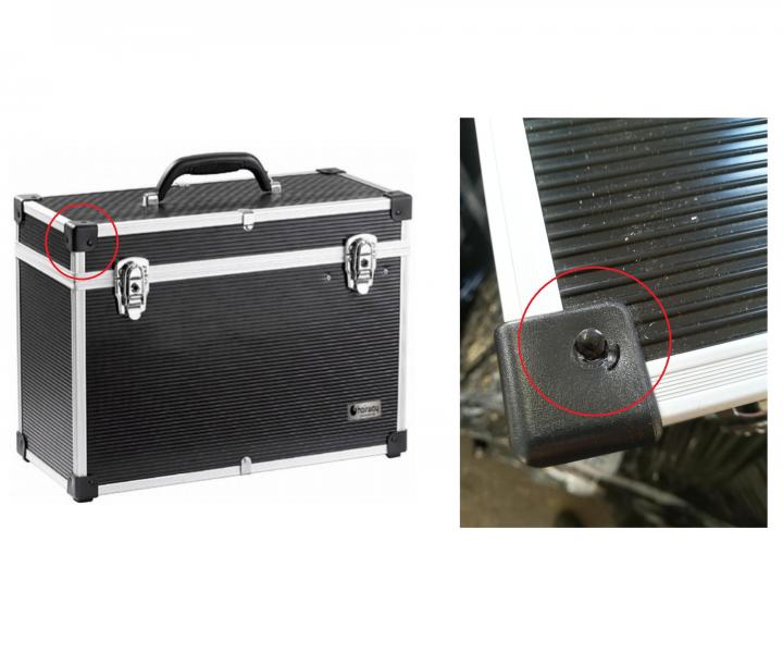 Kadern�cky/kozmetick� kufr�k Hairway - �ierno-strieborn� - II. akos� - ohnut� skrutka na rohu kufr�ka