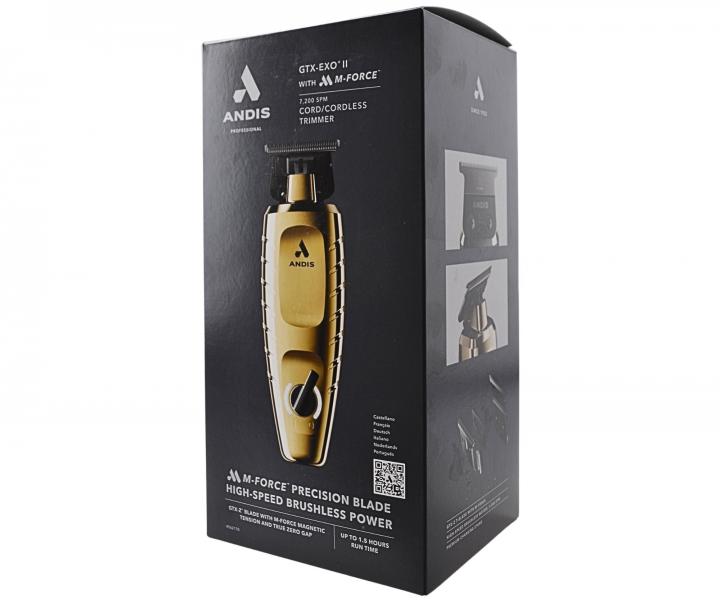 Profesion�lny kont�rovac� stroj�ek na vlasy Andis GTX-Exo II M-Force Cordless Trimmer 562170 - zlat�