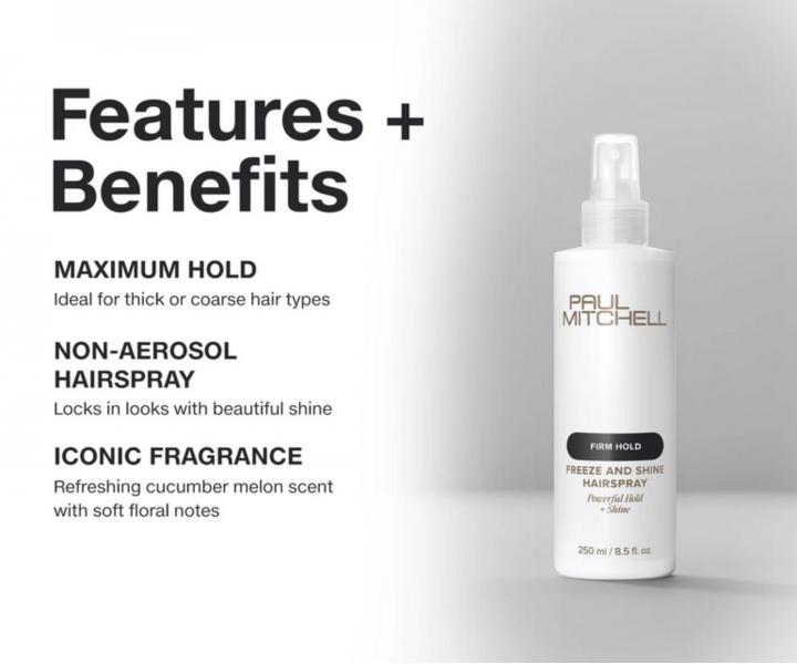 Lak na vlasy bez aeros�lu so silnou fix�ciou Paul Mitchell Firm Hold Freeze and Shine Hairspray - 250 ml