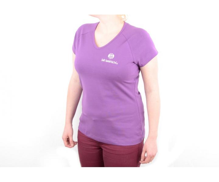 Tri�ko s kr�tkym ruk�vom, v v�strih - d�mske, fialov� S