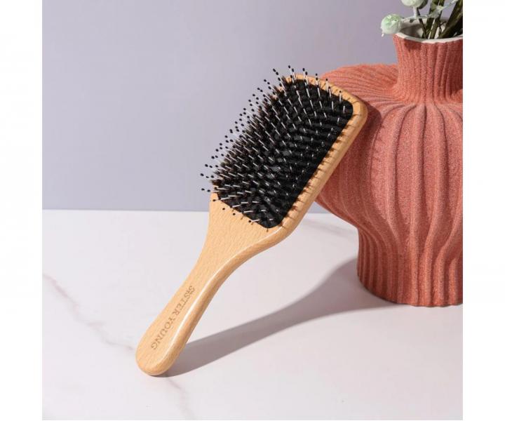 Ploch� dreven� kefa na vlasy s divia��mi a nylonov�mi �tetinami Sister Young Vera Hair Brush - 24,3 x 8 cm