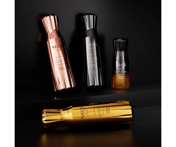 Stylingov termoochrann sprej pre lesk a hladk vzhad vetkch typov vlasov Neqi Styling Spray Diamond Glass Ultimate - 180 ml