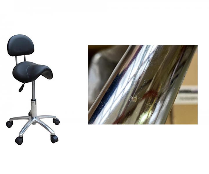 Taburet na kolieskach s opierkou Detail T2 - �ierny (38) - II. akos� - hrdza na pieste