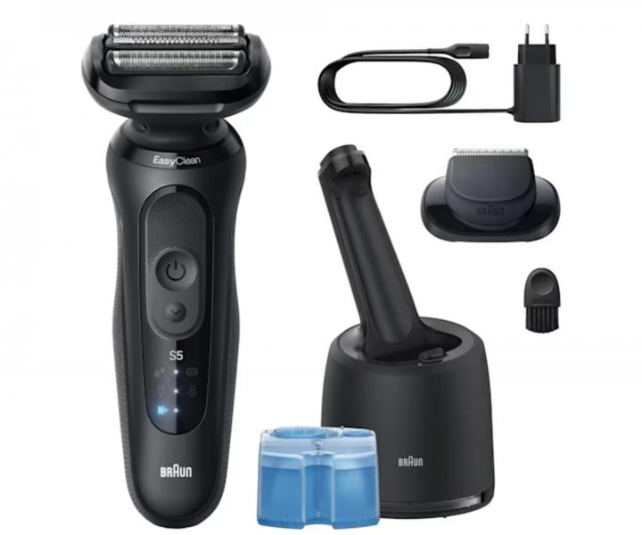Planetov holiaci strojek s nabjacou a istiacou stanicou Braun Series 5 52-N7200cc - ierny