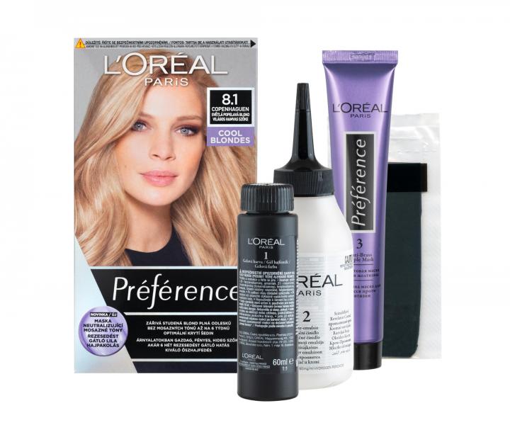 Permanentn� farba Lor�al Pr�f�rence 8.1 svetl� popolav� blond