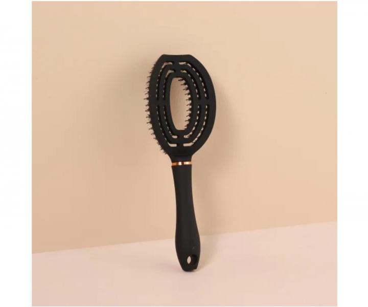 Kefa na roz�es�vanie a f�kanie vlasov s divia��mi a nylonov�mi �tetinami Sister Young Coco Hair Brush - �ierna