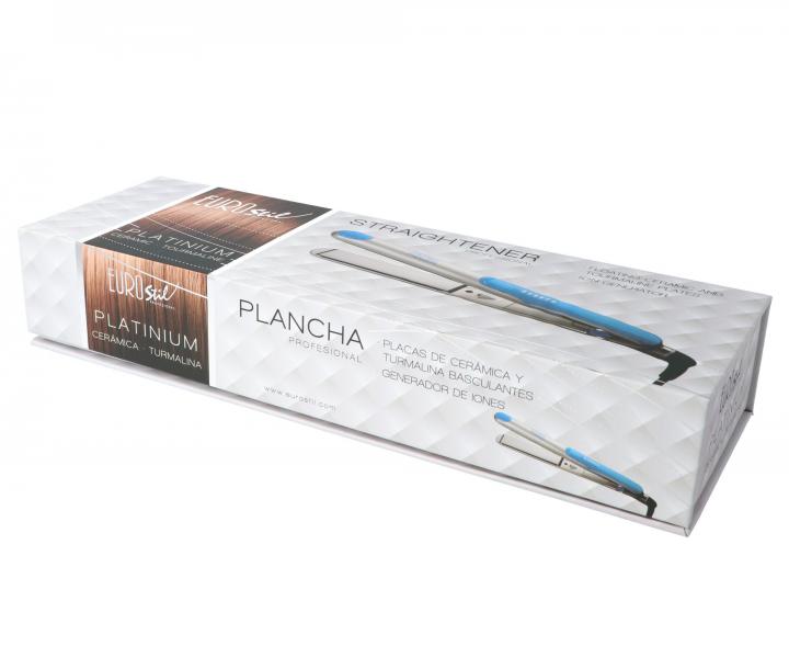 Profesionlna ehlika na vlasy Eurostil Professional Platinium Ceramic Tourmaline Straightener - strieborn/modr