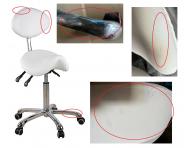 Taburet na kolieskach s opierkou SilverFox 1025 - biely - II. akos� - vada na podstavci a ko�enke