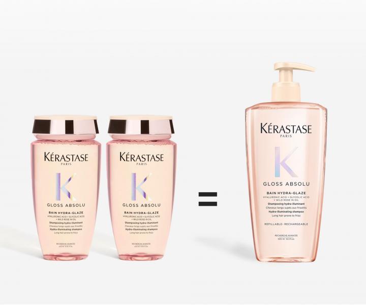 Hydratan a rozjasujci ampn pre vlasy so sklonom ku krepateniu Krastase Gloss Absolu Bain Hydra-Glaze - 500 ml