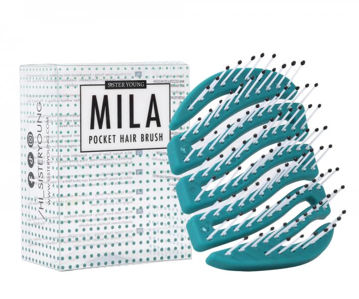 Kefa na vlasy s nylonov�mi �tetinami Sister Young Mila Pocket Hair Brush - tmavo zelen�