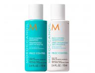 Cestovn� sada na uhladenie krepat�ch vlasov Moroccanoil Greetings From Frizz Control + kr�m na ruky a ta�ti�ka zadarmo