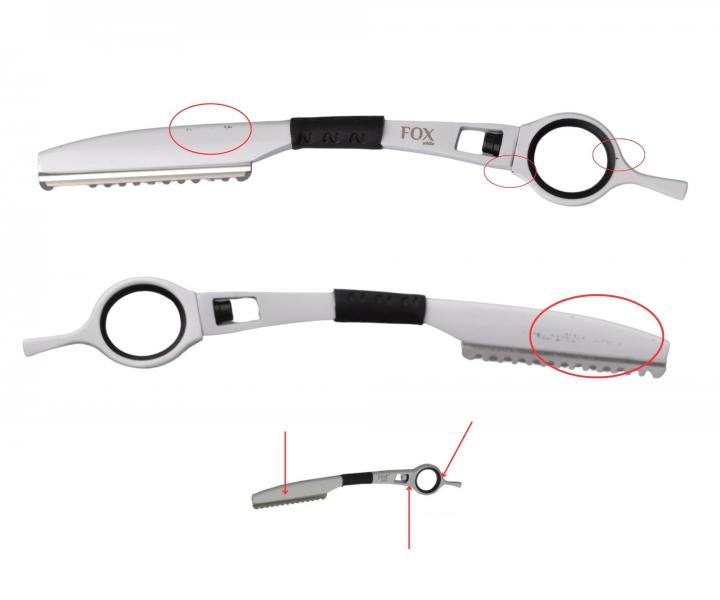 Sada kadern�ckych no�n�c Fox Color White 5,5" + britva - biela - II. akos�, vada laku na britve