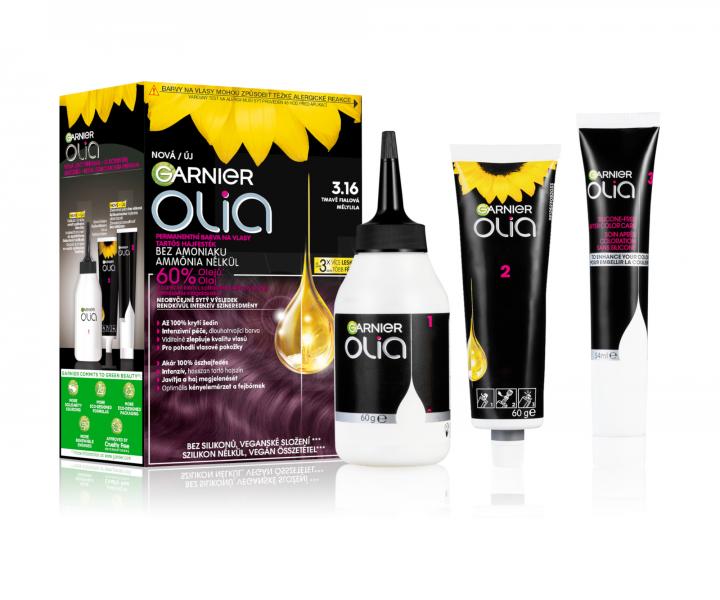 Permanentn olejov farba Garnier Olia 3.16 tmavo fialov