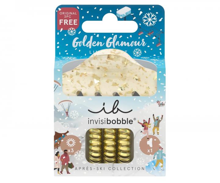 Sada tipce do vlasov a pirlovch gumiiek Invisibobble Aprs-Ski Golden Glamour