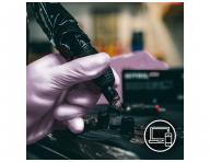 Nitrilov rukavice Espeon Nitril Sparkle - 100 ks, perleov fialov, vekos XS