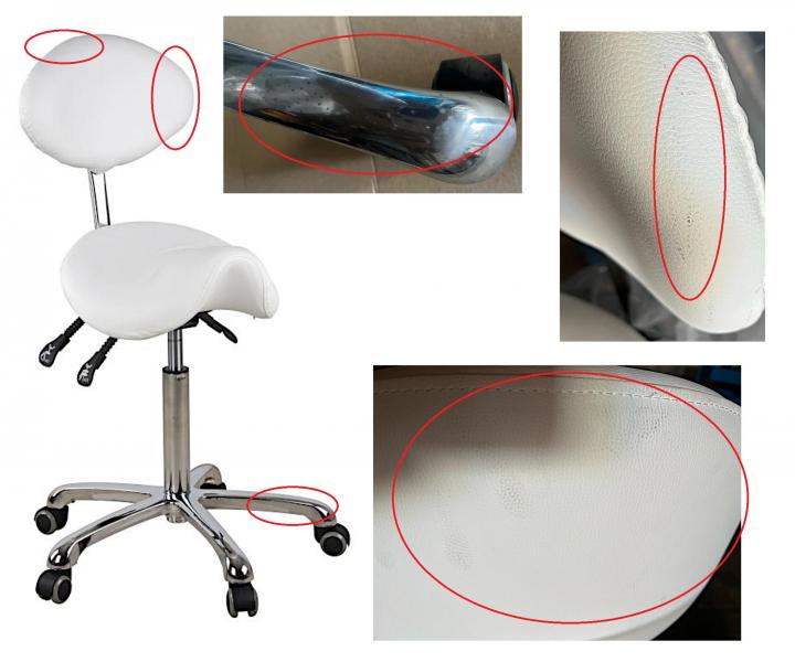 Taburet na kolieskach s opierkou SilverFox 1025 - biely - II. akos� - vada na podstavci a ko�enke