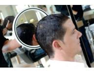 Okrhle zrkadlo s rukovou Sibel, bielo-ierne