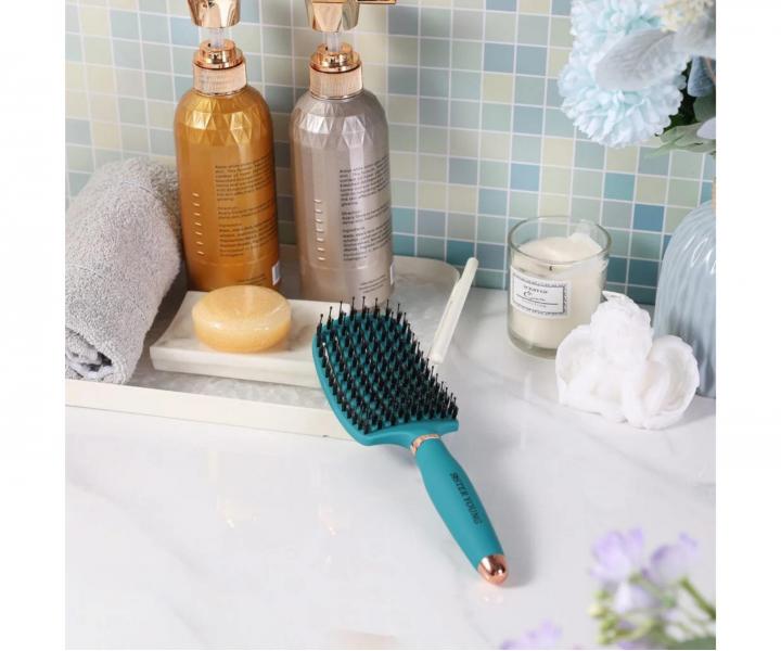 Kefa na roz�es�vanie a f�kanie vlasov s divia��mi a nylonov�mi �tetinami Sister Young Ovia Hair Brush - tmavo zelen�
