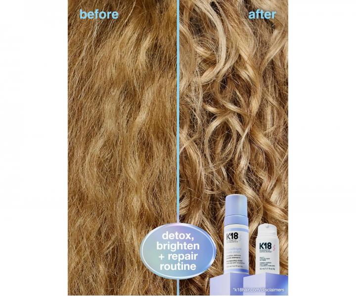 Penov� fialov� �amp�n pre blond a zosvetlen� vlasy s trojit�m ��inkom K18 TripleBright Purple Shampoo - 125 ml