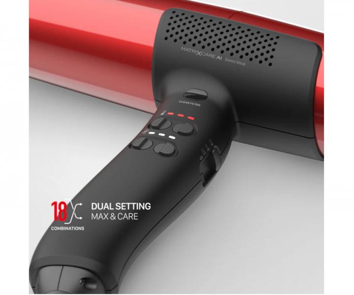 Profesionlny vysokorchlostn digitlny sui vlasov Valera Professional MatriXcare AI - 2000 W, metalick erven