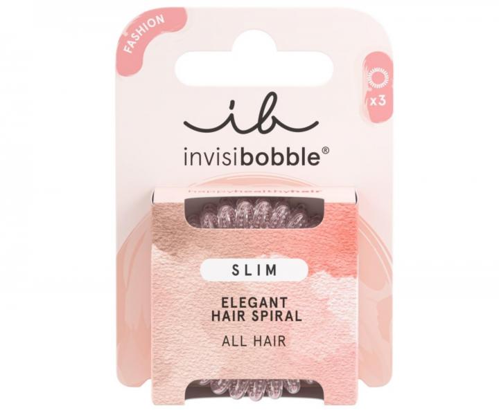 Tenk� �pir�lov� gumi�ka do vlasov Invisibobble Slim Pink Monocle - ru�ov�, 3 ks