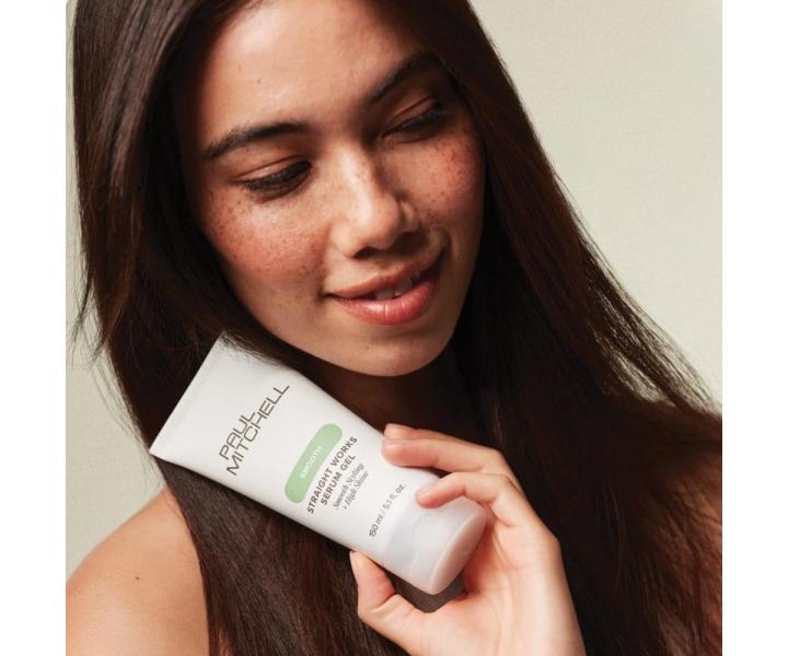 G�lov� s�rum pre narovnanie vlnit�ch a kudrnat�ch vlasov Paul Mitchell Smooth Straight Works Serum Gel - 150 ml