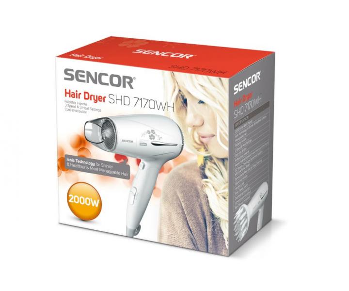Cestovn fn na vlasy Sencor SHD 7170WH - biely, 2000 W - pokoden krabica