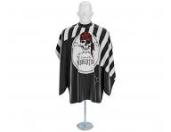 Pltenka na strihanie vlasov a fzov Barbertime Black White Banded Pro Barber Cape XXL - ierna