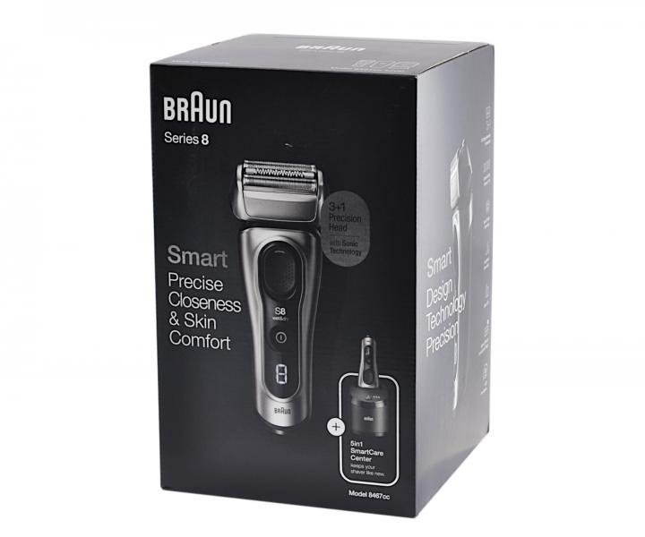 Planetov holiaci strojek s nabjacou a istiacou stanicou Braun Series 8 8467cc - strieborn