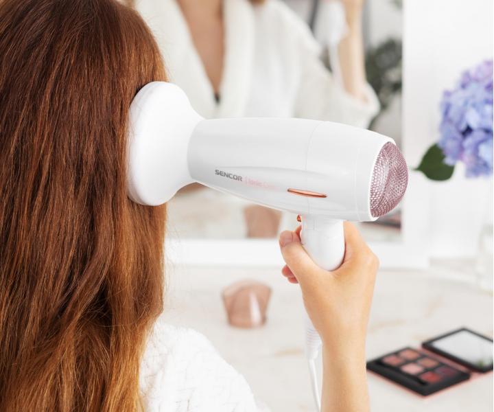 Cestovn fn na vlasy Sencor SHD 7200GD - 2000 W, biely
