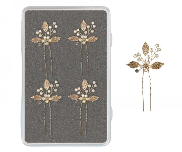 Sada ozdobnch vlseniek a hrebienkov Sibel Festive Hair Pins Golden Color Kit - 13 ks, zlat