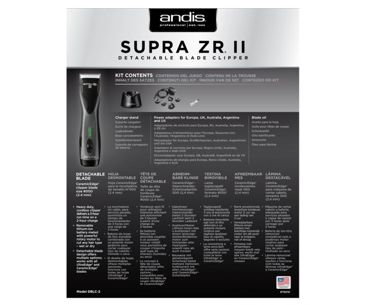 Profesionlny akumultorov strojek na vlasy Andis Supra ZR II 79010