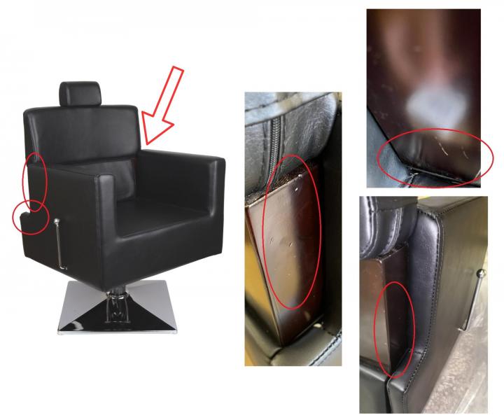 Kadern�cke barber kreslo Detail Larry - �ierne (68) - II. akos� - odreniny, dierky a po�kriaban� zadn� diel