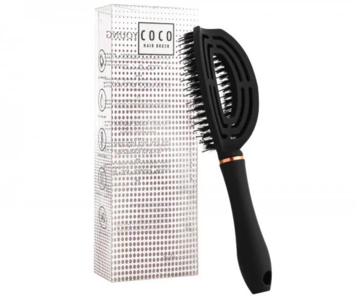 Kefa na roz�es�vanie a f�kanie vlasov s divia��mi a nylonov�mi �tetinami Sister Young Coco Hair Brush - �ierna