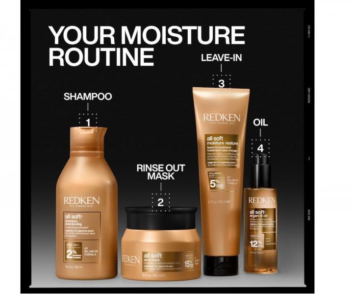 H�bkovo vy�ivuj�ca a hydrata�n� maska pre such� a krehk� vlasy Redken All Soft All-In Mask - 250 ml