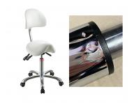 Taburet na kolieskach s opierkou SilverFox 1025A - biely - II. akos - hrdzav bodky na pieste