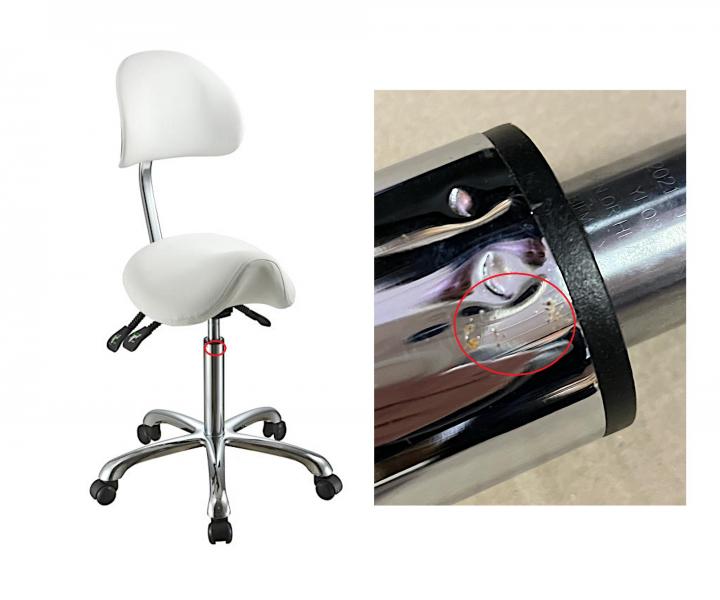 Taburet na kolieskach s opierkou SilverFox 1025A - biely - II. akos - hrdzav bodky na pieste